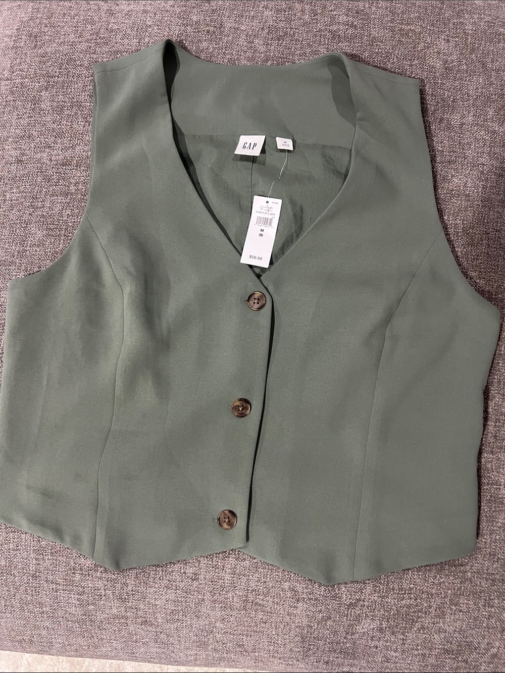 GAP Olive Green Button-Front Women's Vest